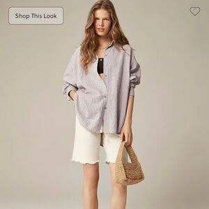 J. Crew Oversized Etienne Striped Button-Up Cotton-poplin Shirt XXS